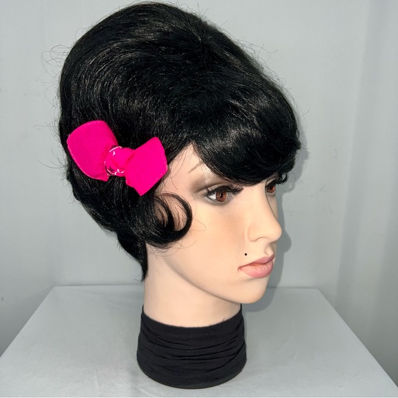 Neon Pink Paisley Rockabilly Bandana Knotted Hair Bow - Picture 3 of 11